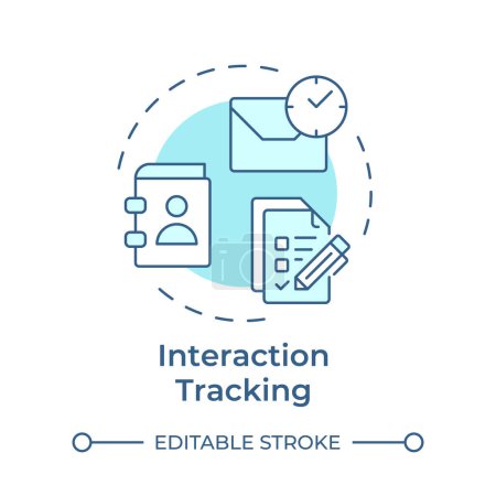 Interaction tracking soft blue concept icon. User activity, email management. Round shape line illustration. Abstract idea. Graphic design. Easy to use in infographic, presentation