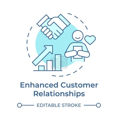 Enhanced customer relationships soft blue concept icon. Communication processes, sales management. Round shape line illustration. Abstract idea. Graphic design. Easy to use in infographic