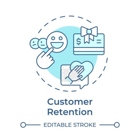Customer retention soft blue concept icon. Client service, sales strategies. User experience. Round shape line illustration. Abstract idea. Graphic design. Easy to use in infographic, presentation