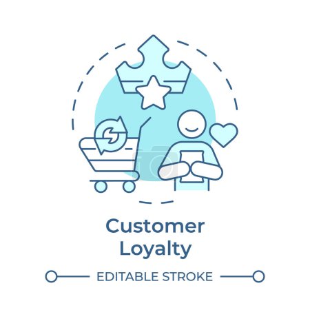 Customer loyalty soft blue concept icon. Business profitability, sales management. Round shape line illustration. Abstract idea. Graphic design. Easy to use in infographic, presentation