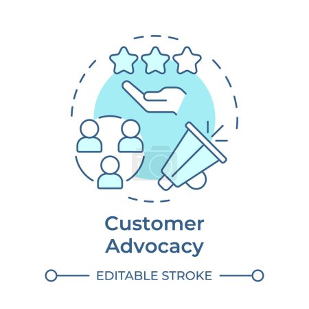 Customer advocacy soft blue concept icon. Client satisfaction, user experience. Round shape line illustration. Abstract idea. Graphic design. Easy to use in infographic, presentation