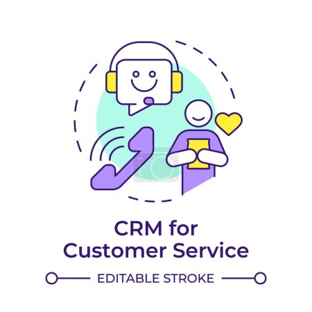 CRM for customer service multi color concept icon. Consumer satisfaction, client experience. Round shape line illustration. Abstract idea. Graphic design. Easy to use in infographic, presentation