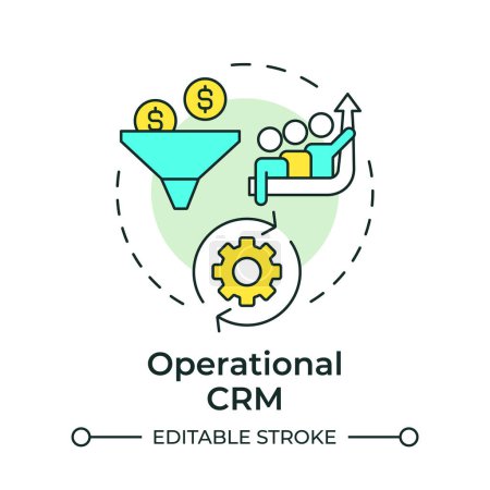 Operational CRM multi color concept icon. Customer relationship management. Business managing. Round shape line illustration. Abstract idea. Graphic design. Easy to use in infographic, presentation