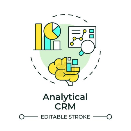 Analytical CRM multi color concept icon. Data mining, predictive analytics. Customer behavior. Round shape line illustration. Abstract idea. Graphic design. Easy to use in infographic, presentation