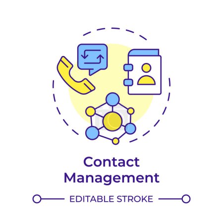 Contact management multi color concept icon. Email tracking, customer service. Round shape line illustration. Abstract idea. Graphic design. Easy to use in infographic, presentation