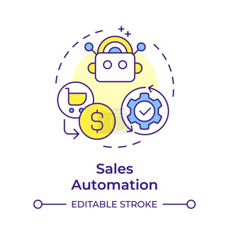 Sales automation multi color concept icon. Customer relationships, automation tools. Round shape line illustration. Abstract idea. Graphic design. Easy to use in infographic, presentation