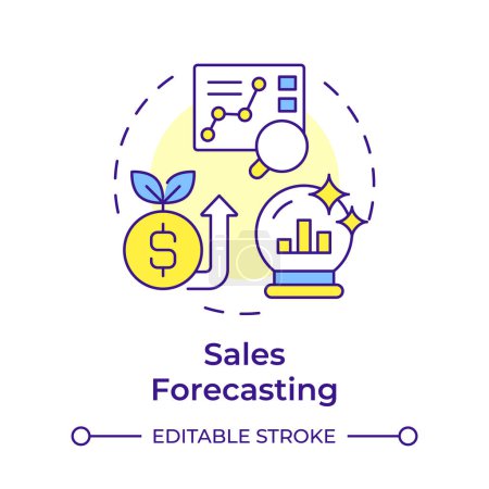 Sales forecasting multi color concept icon. Business statistics, future revenue. Data analysis. Round shape line illustration. Abstract idea. Graphic design. Easy to use in infographic, presentation