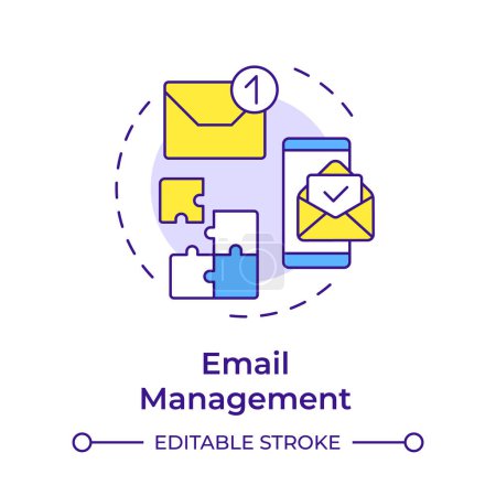 Email management multi color concept icon. CRM mobile app, software tool. Virtual assistant. Round shape line illustration. Abstract idea. Graphic design. Easy to use in infographic, presentation