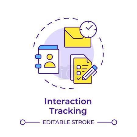 Interaction tracking multi color concept icon. User activity, email management. Round shape line illustration. Abstract idea. Graphic design. Easy to use in infographic, presentation