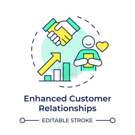 Enhanced customer relationships multi color concept icon. Communication processes, sales management. Round shape line illustration. Abstract idea. Graphic design. Easy to use in infographic