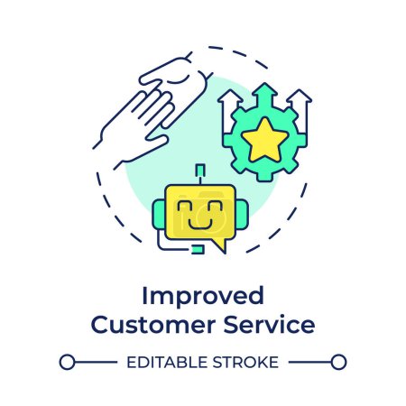 Improved customer service multi color concept icon. Business intelligence, behavior analysis. Round shape line illustration. Abstract idea. Graphic design. Easy to use in infographic, presentation
