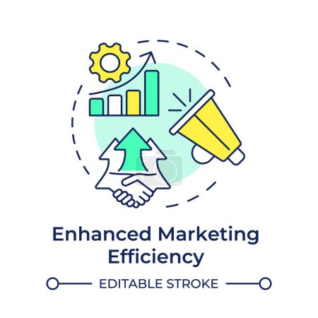 Enhanced marketing efficiency multi color concept icon. Customer service, contact management. Round shape line illustration. Abstract idea. Graphic design. Easy to use in infographic, presentation