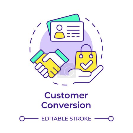 Customer conversion multi color concept icon. CRM features, business intelligence. Round shape line illustration. Abstract idea. Graphic design. Easy to use in infographic, presentation