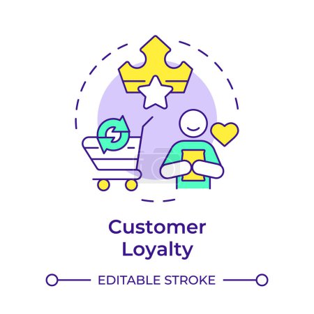 Customer loyalty multi color concept icon. Business profitability, sales management. Round shape line illustration. Abstract idea. Graphic design. Easy to use in infographic, presentation