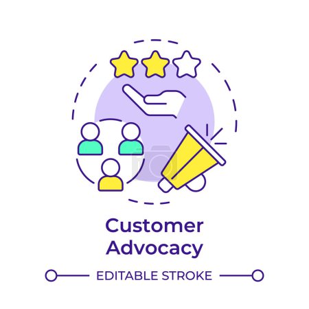Customer advocacy multi color concept icon. Client satisfaction, user experience. Round shape line illustration. Abstract idea. Graphic design. Easy to use in infographic, presentation