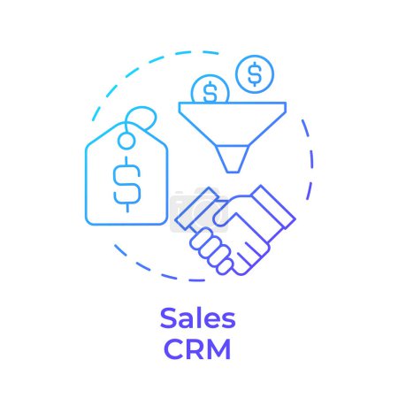 Sales CRM blue gradient concept icon. Lead generation, contact management. Business performance. Round shape line illustration. Abstract idea. Graphic design. Easy to use in infographic, presentation