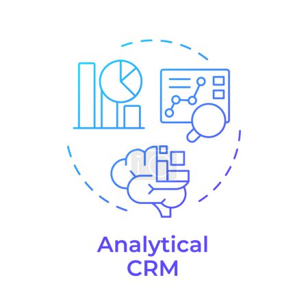 Analytisches CRM Blue Gradient Concept Symbol. Data Mining, vorausschauende Analyse. Kundenverhalten. Abbildung der runden Formlinie. Abstrakte Idee. Grafikdesign. Einfache Bedienung in Infografik, Präsentation