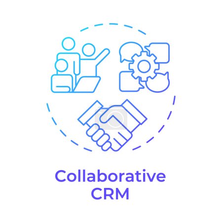 Collaborative CRM blue gradient concept icon. Communication processes. Meeting business. Round shape line illustration. Abstract idea. Graphic design. Easy to use in infographic, presentation