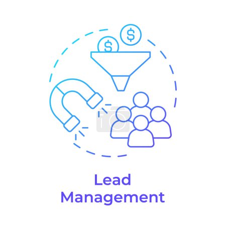 Lead management blue gradient concept icon. Customer service, marketing funnel. Round shape line illustration. Abstract idea. Graphic design. Easy to use in infographic, presentation