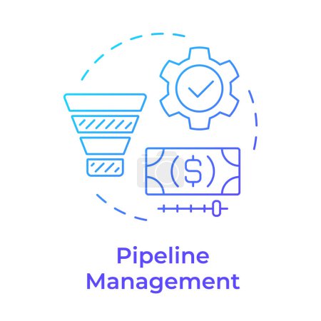 Pipeline management blue gradient concept icon. Business intelligence, workflow streamline. Round shape line illustration. Abstract idea. Graphic design. Easy to use in infographic, presentation