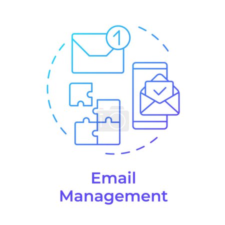 Email management blue gradient concept icon. CRM mobile app, software tool. Virtual assistant. Round shape line illustration. Abstract idea. Graphic design. Easy to use in infographic, presentation