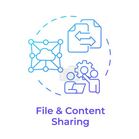 Files and content sharing blue gradient concept icon. Business management software. Round shape line illustration. Abstract idea. Graphic design. Easy to use in infographic, presentation