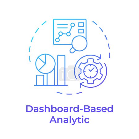 Dashboard based analytic blue gradient concept icon. Data preparation, chart creation. Round shape line illustration. Abstract idea. Graphic design. Easy to use in infographic, presentation