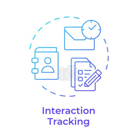Interaction tracking blue gradient concept icon. Activité utilisateur, gestion des e-mails. Illustration de forme ronde. Idée abstraite. Conception graphique. Facile à utiliser en infographie, présentation