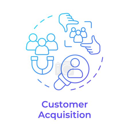 Customer acquisition blue gradient concept icon. Lead magnet. Social media engagement. Round shape line illustration. Abstract idea. Graphic design. Easy to use in infographic, presentation