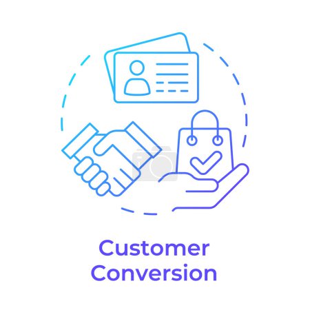 Customer conversion blue gradient concept icon. CRM features, business intelligence. Round shape line illustration. Abstract idea. Graphic design. Easy to use in infographic, presentation