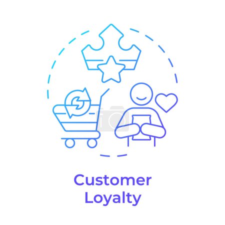 Customer loyalty blue gradient concept icon. Business profitability, sales management. Round shape line illustration. Abstract idea. Graphic design. Easy to use in infographic, presentation