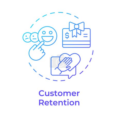 Customer retention blue gradient concept icon. Client service, sales strategies. Round shape line illustration. Abstract idea. Graphic design. Easy to use in infographic, presentation
