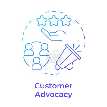 Customer advocacy blue gradient concept icon. Client satisfaction, user experience. Round shape line illustration. Abstract idea. Graphic design. Easy to use in infographic, presentation