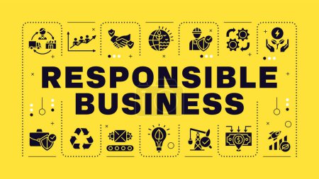 Responsible business yellow word concept. Corporate earth friendly. Social responsibility. Visual communication. Vector art with lettering text, editable glyph icons. Hubot Sans font used