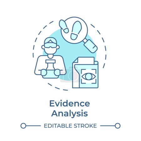 Evidence analysis soft blue concept icon. Forensic expertise, legal proceeding. Round shape line illustration. Abstract idea. Graphic design. Easy to use in infographic, presentation