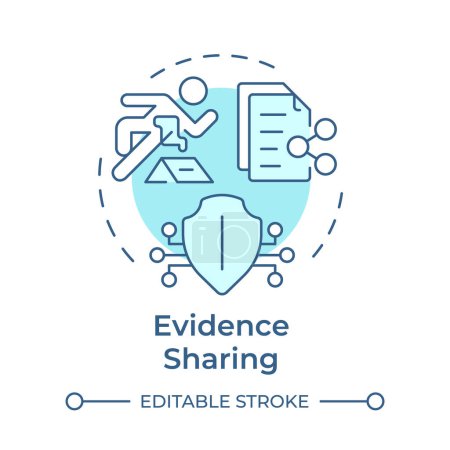 Evidence sharing soft blue concept icon. Cloud storage, access control. Data transfer. Round shape line illustration. Abstract idea. Graphic design. Easy to use in infographic, presentation