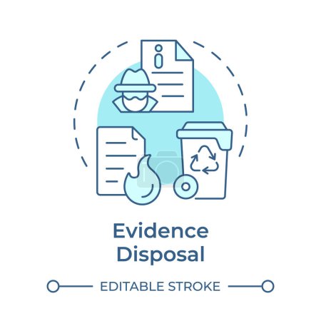Evidence disposal soft blue concept icon. Document dispose, data management. Privacy protection. Round shape line illustration. Abstract idea. Graphic design. Easy to use in infographic, presentation