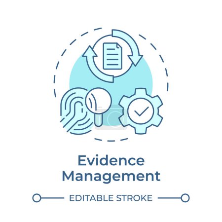 Evidence management soft blue concept icon. Cyber forensics, digital investigation. Round shape line illustration. Abstract idea. Graphic design. Easy to use in infographic, presentation