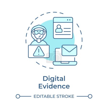 Digital evidence soft blue concept icon. Cyber forensics, electronic devices. Round shape line illustration. Abstract idea. Graphic design. Easy to use in infographic, presentation