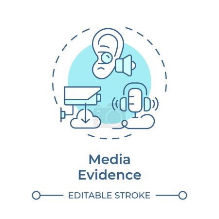 Media evidence soft blue concept icon. Digital forensics, cyber investigation. Round shape line illustration. Abstract idea. Graphic design. Easy to use in infographic, presentation