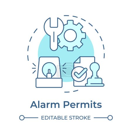 Alarm permits soft blue concept icon. Security system, threat detection. Incident prevention. Round shape line illustration. Abstract idea. Graphic design. Easy to use in infographic, presentation
