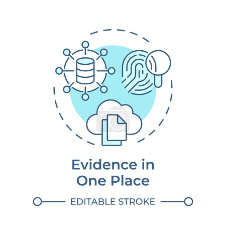 Evidence in one place soft blue concept icon. Cloud storage, data transfer. Document sharing. Round shape line illustration. Abstract idea. Graphic design. Easy to use in infographic, presentation