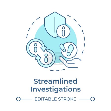 Streamlined investigations soft blue concept icon. Evidence management. Secure file sharing. Round shape line illustration. Abstract idea. Graphic design. Easy to use in infographic, presentation