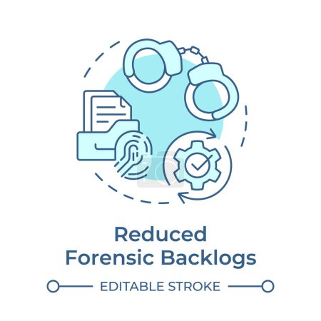 Reduced forensic backlogs soft blue concept icon. Evidence management, data analysis. Round shape line illustration. Abstract idea. Graphic design. Easy to use in infographic, presentation