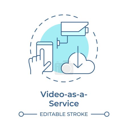 Video as a service soft blue concept icon. Electronic source, media evidence. Round shape line illustration. Abstract idea. Graphic design. Easy to use in infographic, presentation