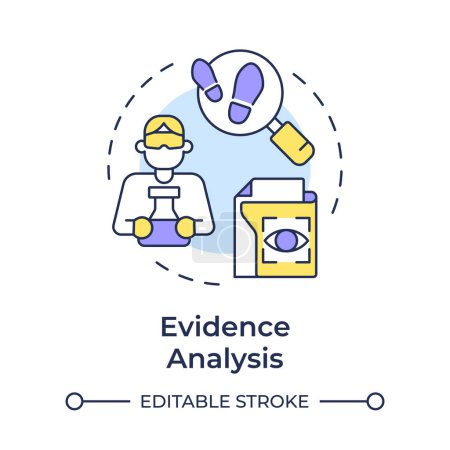 Evidence analysis multi color concept icon. Forensic expertise, legal proceeding. Round shape line illustration. Abstract idea. Graphic design. Easy to use in infographic, presentation
