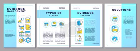 Evidence management brochure template. Digital forensics. Leaflet design with linear icons. Editable 4 vector layouts for presentation, annual reports. Arial-Black, Myriad Pro-Regular fonts used