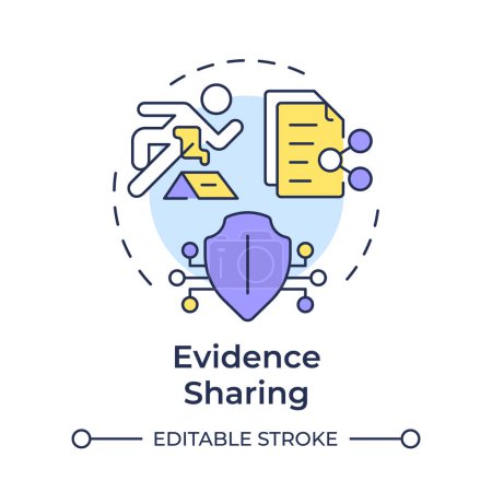 Evidence sharing multi color concept icon. Cloud storage, access control. Data transfer. Round shape line illustration. Abstract idea. Graphic design. Easy to use in infographic, presentation