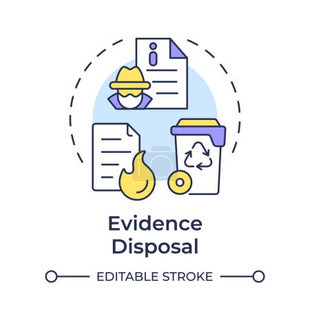 Evidence disposal multi color concept icon. Document dispose, data management. Round shape line illustration. Abstract idea. Graphic design. Easy to use in infographic, presentation
