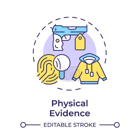 Physical evidence multi color concept icon. Forensic examination, legal proceeding. Round shape line illustration. Abstract idea. Graphic design. Easy to use in infographic, presentation
